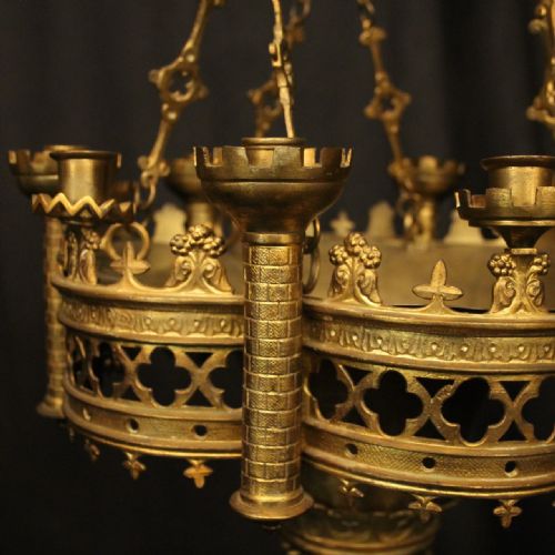 FRENCH GILDED BRONZE 12 LIGHT GOTHIC LIGHT - ADDITIONAL PHOTO 3
