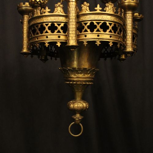 FRENCH GILDED BRONZE 12 LIGHT GOTHIC LIGHT - ADDITIONAL PHOTO 5
