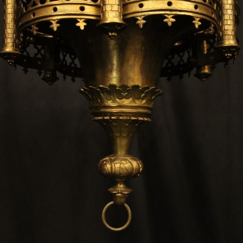 FRENCH GILDED BRONZE 12 LIGHT GOTHIC LIGHT - ADDITIONAL PHOTO 7