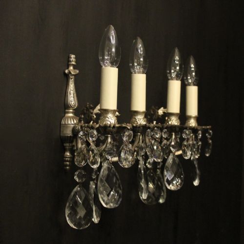 FRENCH PAIR OF SILVERED TWIN ARM WALL LIGHTS - ADDITIONAL PHOTO 8