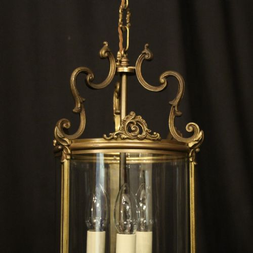 FRENCH GILDED BRONZE TRIPLE LIGHT HALL LANTERN - ADDITIONAL PHOTO 1