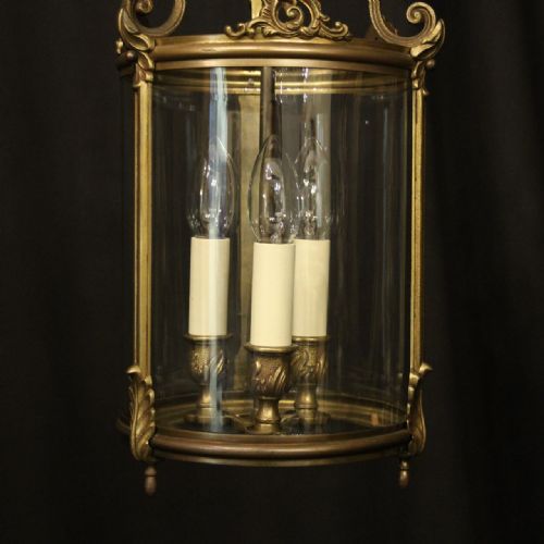 FRENCH GILDED BRONZE TRIPLE LIGHT HALL LANTERN - ADDITIONAL PHOTO 2