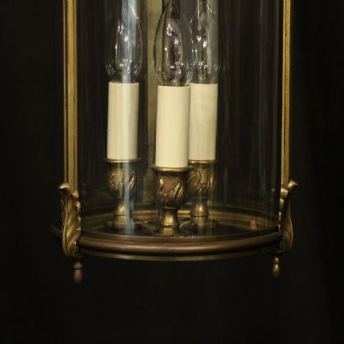 FRENCH GILDED BRONZE TRIPLE LIGHT HALL LANTERN - ADDITIONAL PHOTO 3