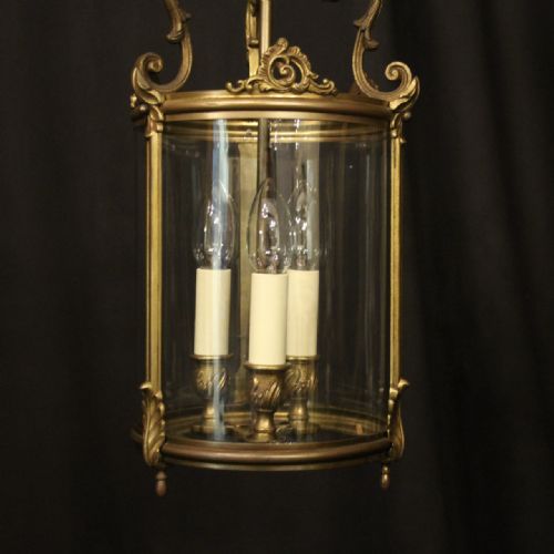 FRENCH GILDED BRONZE TRIPLE LIGHT HALL LANTERN - ADDITIONAL PHOTO 4