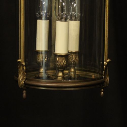 FRENCH GILDED BRONZE TRIPLE LIGHT HALL LANTERN - ADDITIONAL PHOTO 5