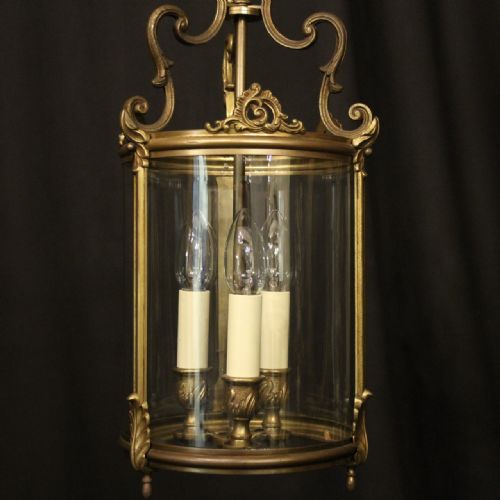 FRENCH GILDED BRONZE TRIPLE LIGHT HALL LANTERN - ADDITIONAL PHOTO 6