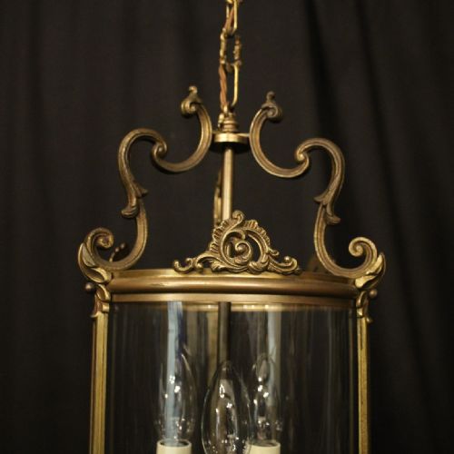 FRENCH GILDED BRONZE TRIPLE LIGHT HALL LANTERN - ADDITIONAL PHOTO 8