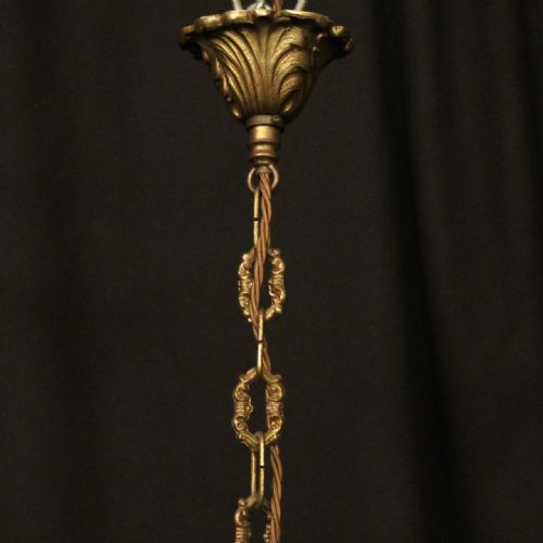 FRENCH GILDED BRONZE TRIPLE LIGHT HALL LANTERN - ADDITIONAL PHOTO 9
