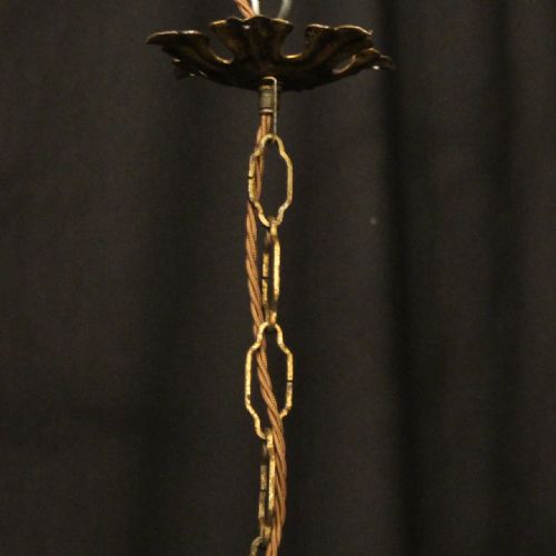 FRENCH GILDED TOLEWARE TRIPLE LIGHT CHANDELIER - ADDITIONAL PHOTO 9