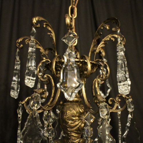 FRENCH LARGE PAIR OF GILDED BRONZE CRYSTAL ANTIQUE CHANDELIERS - ADDITIONAL PHOTO 7