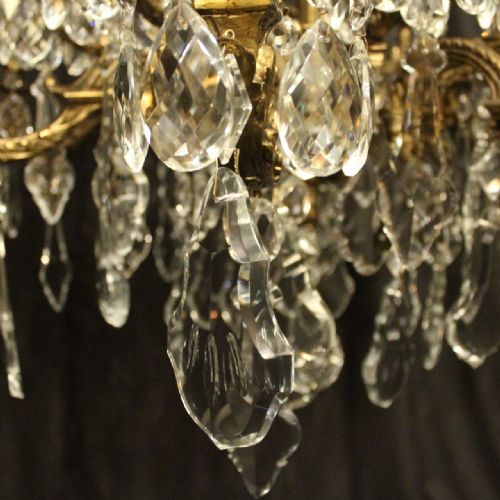 FRENCH LARGE PAIR OF GILDED BRONZE CRYSTAL ANTIQUE CHANDELIERS - ADDITIONAL PHOTO 11