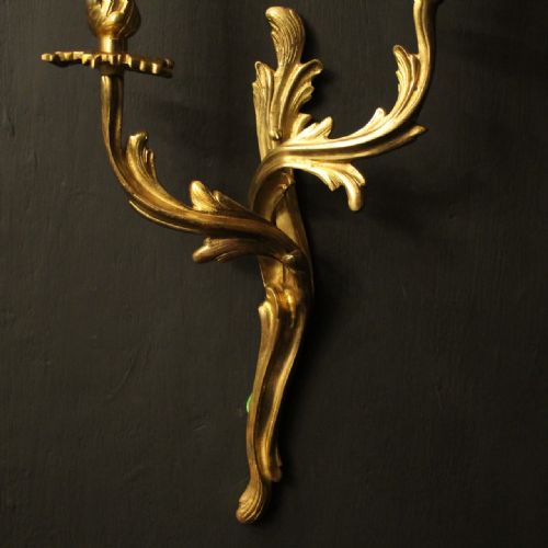 FRENCH PAIR OF GILDED BRASS ANTIQUE WALL LIGHTS - ADDITIONAL PHOTO 4