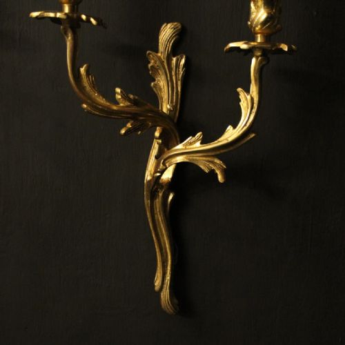 FRENCH PAIR OF GILDED BRASS ANTIQUE WALL LIGHTS - ADDITIONAL PHOTO 5
