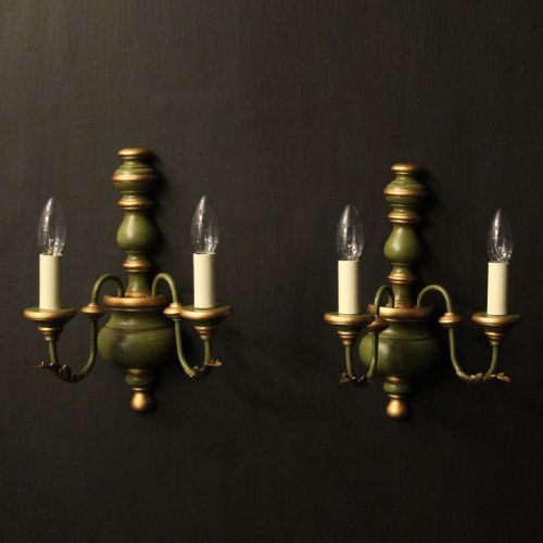 italian pair of polychrome twin arm wall lights - CATEGORY: ANTIQUE LIGHTING - DATED 1930