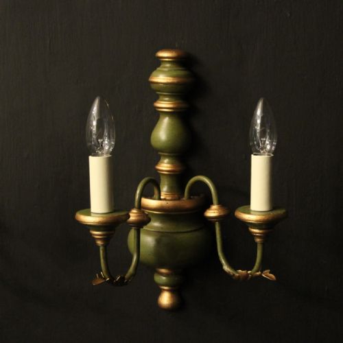 ITALIAN PAIR OF POLYCHROME TWIN ARM WALL LIGHTS - ADDITIONAL PHOTO 1