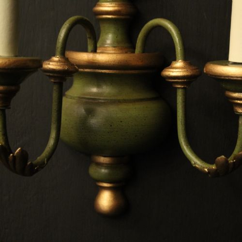 ITALIAN PAIR OF POLYCHROME TWIN ARM WALL LIGHTS - ADDITIONAL PHOTO 2