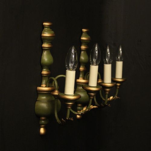ITALIAN PAIR OF POLYCHROME TWIN ARM WALL LIGHTS - ADDITIONAL PHOTO 9