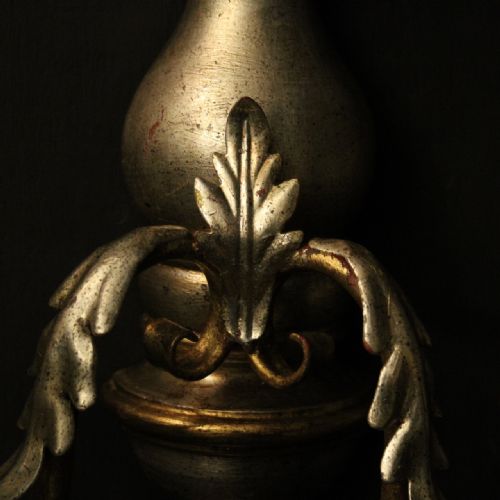 ITALIAN PAIR OF SILVER GILDED TWIN ARM WALL LIGHTS - ADDITIONAL PHOTO 8