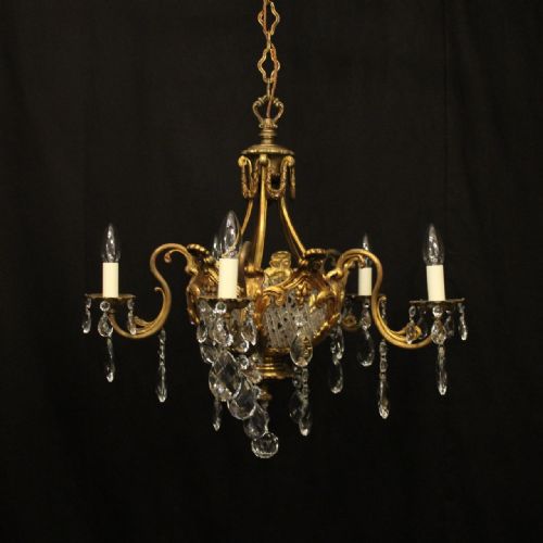 french gilded bronze crystal antique chandelier - CATEGORY: ANTIQUE LIGHTING - DATED 1920