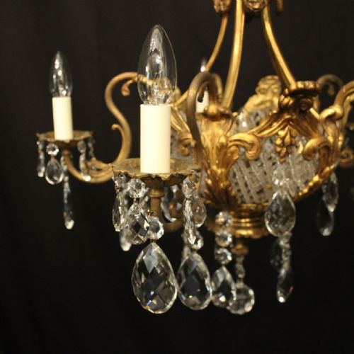 FRENCH GILDED BRONZE CRYSTAL ANTIQUE CHANDELIER - ADDITIONAL PHOTO 1