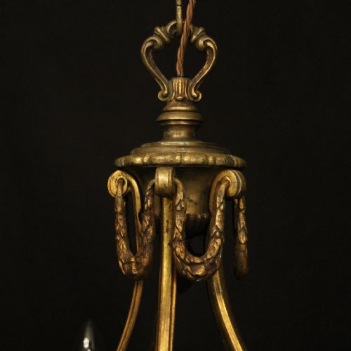 FRENCH GILDED BRONZE CRYSTAL ANTIQUE CHANDELIER - ADDITIONAL PHOTO 8