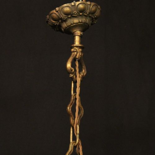 FRENCH GILDED BRONZE CRYSTAL ANTIQUE CHANDELIER - ADDITIONAL PHOTO 9