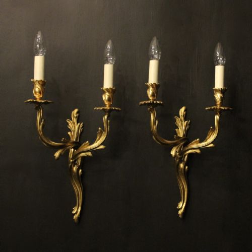 french pair of bronze antique wall sconces - CATEGORY: ANTIQUE LIGHTING - DATED 1920
