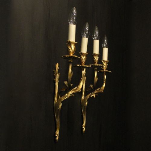 FRENCH PAIR OF BRONZE ANTIQUE WALL SCONCES - ADDITIONAL PHOTO 8