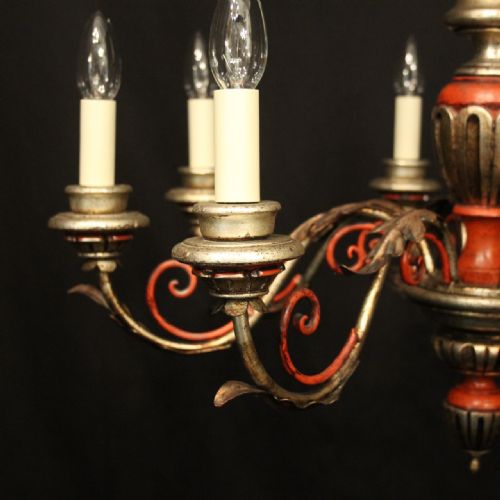 FLORENTINE 8 LIGHT POLYCHROME WOODEN CHANDELIER - ADDITIONAL PHOTO 1