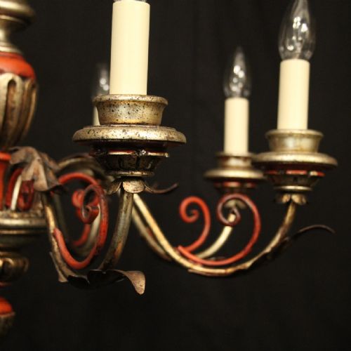 FLORENTINE 8 LIGHT POLYCHROME WOODEN CHANDELIER - ADDITIONAL PHOTO 2