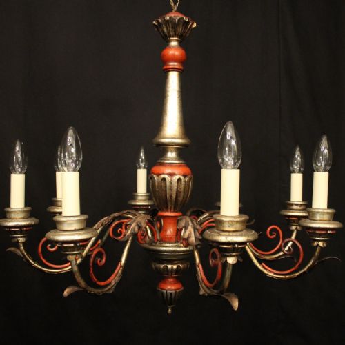 FLORENTINE 8 LIGHT POLYCHROME WOODEN CHANDELIER - ADDITIONAL PHOTO 5