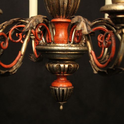 FLORENTINE 8 LIGHT POLYCHROME WOODEN CHANDELIER - ADDITIONAL PHOTO 6