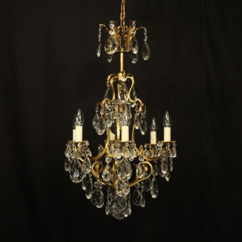 french gilded birdcage antique chandelier - CATEGORY: ANTIQUE LIGHTING - DATED 1920