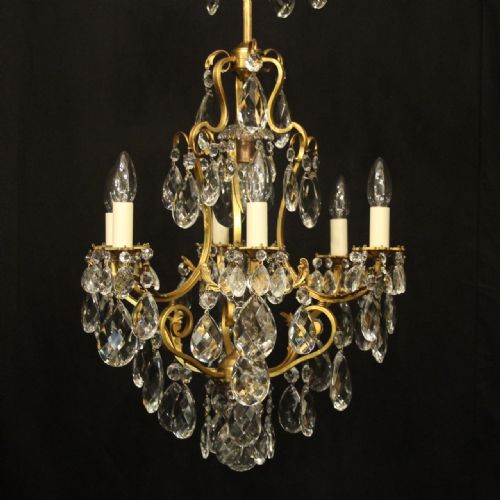 FRENCH GILDED BIRDCAGE ANTIQUE CHANDELIER - ADDITIONAL PHOTO 1