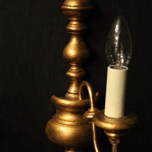 ITALIAN PAIR OF GILDED SINGLE ARM WALL LIGHTS - ADDITIONAL PHOTO 4