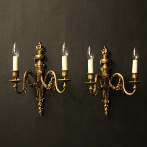 french pair of gilded bronze antique wall lights - CATEGORY: ANTIQUE LIGHTING - DATED 19TH CENTURY