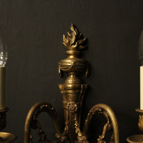 FRENCH PAIR OF GILDED BRONZE ANTIQUE WALL LIGHTS - ADDITIONAL PHOTO 4