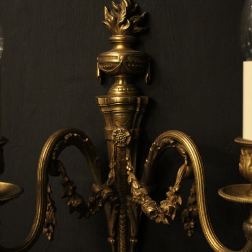 FRENCH PAIR OF GILDED BRONZE ANTIQUE WALL LIGHTS - ADDITIONAL PHOTO 5