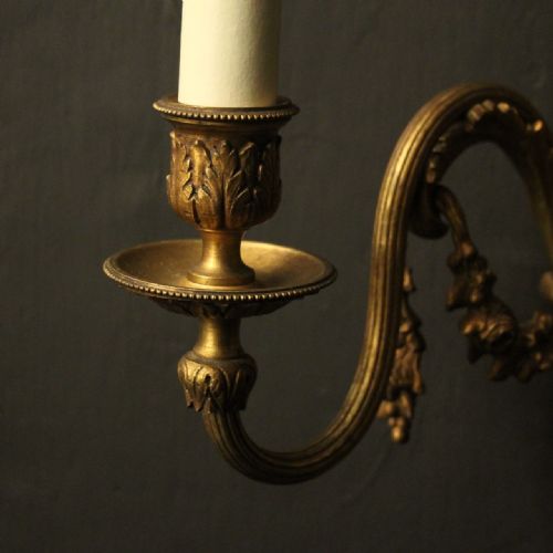 FRENCH PAIR OF GILDED BRONZE ANTIQUE WALL LIGHTS - ADDITIONAL PHOTO 7