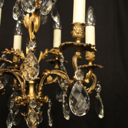 FRENCH 6 LIGHT GILDED BRONZE ANTIQUE CHANDELIER - ADDITIONAL PHOTO 3