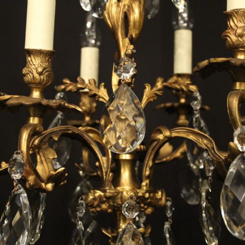 FRENCH 6 LIGHT GILDED BRONZE ANTIQUE CHANDELIER - ADDITIONAL PHOTO 7