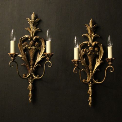 french pair of polychrome antique wall lights - CATEGORY: ANTIQUE LIGHTING - DATED 1920