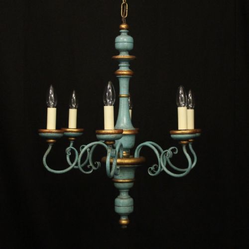florentine 6 light polychrome 6 light chandelier - CATEGORY: ANTIQUE LIGHTING - DATED 1930