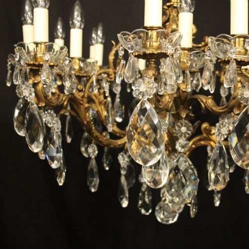 FRENCH GILDED BRONZE CRYSTAL 18 LIGHT ANTIQUE CHANDELIER - ADDITIONAL PHOTO 1