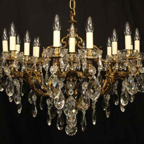 FRENCH GILDED BRONZE CRYSTAL 18 LIGHT ANTIQUE CHANDELIER - ADDITIONAL PHOTO 3
