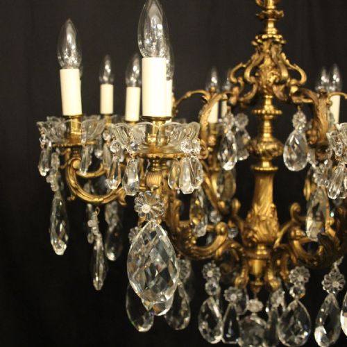 FRENCH GILDED BRONZE CRYSTAL 18 LIGHT ANTIQUE CHANDELIER - ADDITIONAL PHOTO 4
