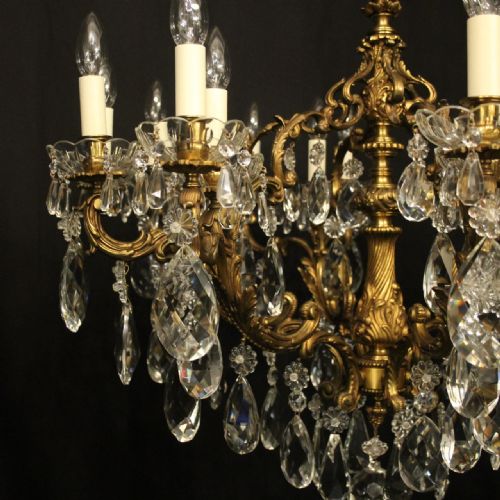 FRENCH GILDED BRONZE CRYSTAL 18 LIGHT ANTIQUE CHANDELIER - ADDITIONAL PHOTO 5
