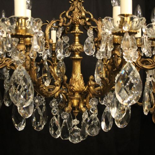 FRENCH GILDED BRONZE CRYSTAL 18 LIGHT ANTIQUE CHANDELIER - ADDITIONAL PHOTO 7