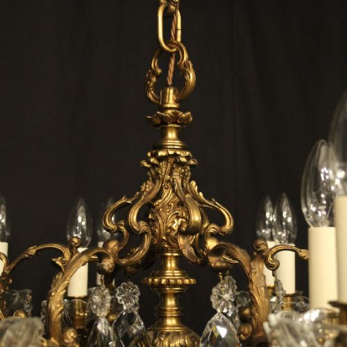 FRENCH GILDED BRONZE CRYSTAL 18 LIGHT ANTIQUE CHANDELIER - ADDITIONAL PHOTO 8