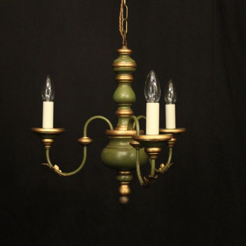 florentine triple light polychrome chandelier - CATEGORY: ANTIQUE LIGHTING - DATED 1930